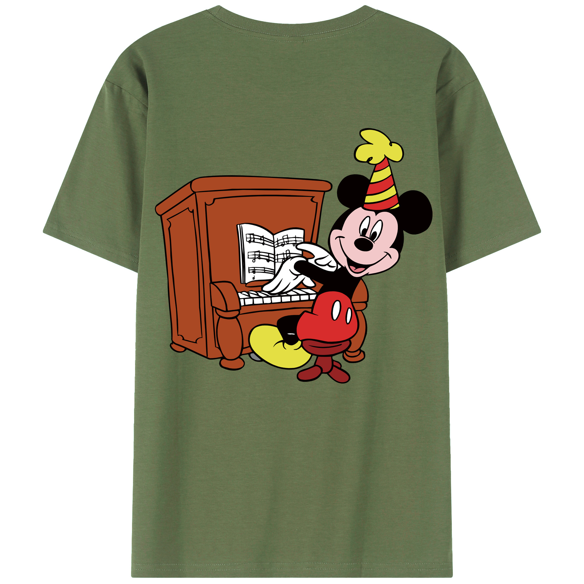ミッキーマウス Mickey Mouse 綿100％ メンズ半袖Tシャツ（バックプリント） 通気性